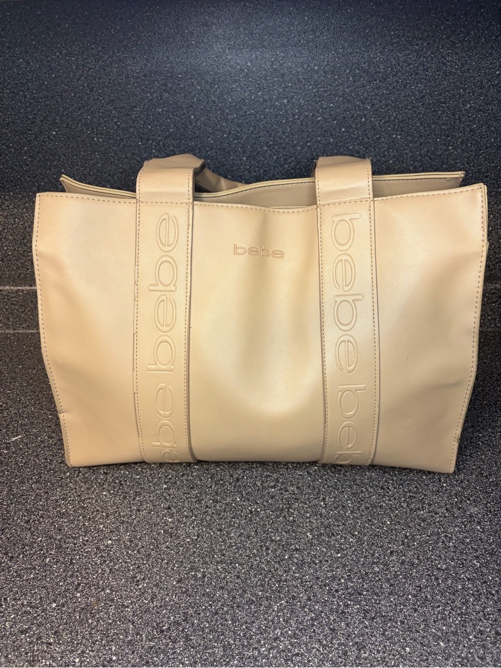 bebe Tan Logo Strap Tote